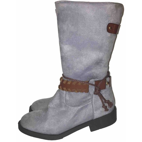 Ahongm Fashion Womens Lt Blue Faux Leather Cowgirl Boots Sz US 8.5 EU 39 Western - Picture 2 of 11